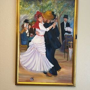 Elegant Painting Dance Scene Framed Art oil on canvas “Dance at Bougival”